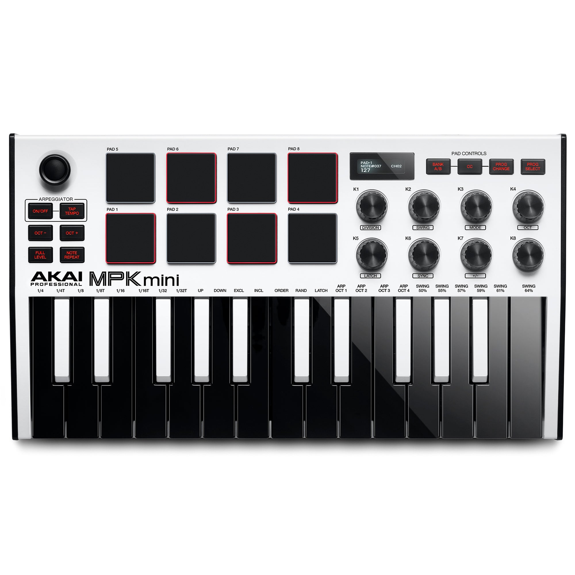 Akai MPK Mini Mk3 Portable USB MIDI Keyboard Controller - White