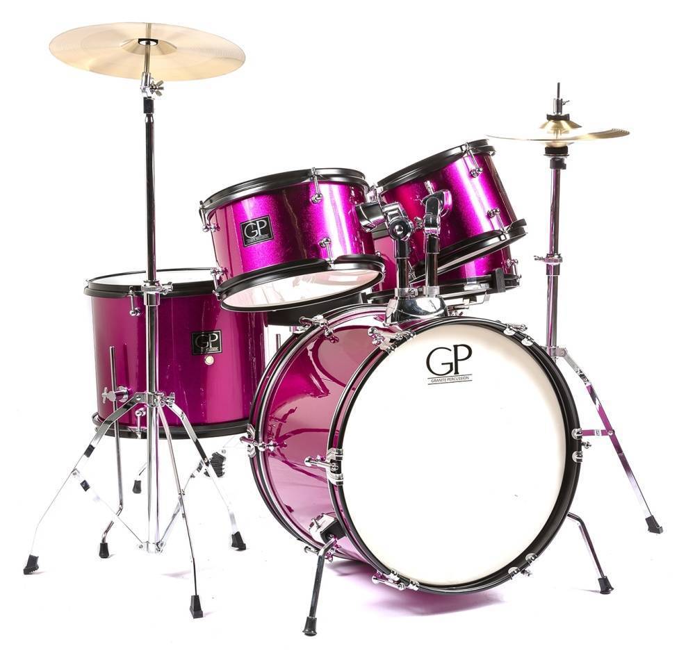 Granite Percussion Junior 5-piece Drum Kit (1681012sd) with Cymbals and Hardware - Metallic Red