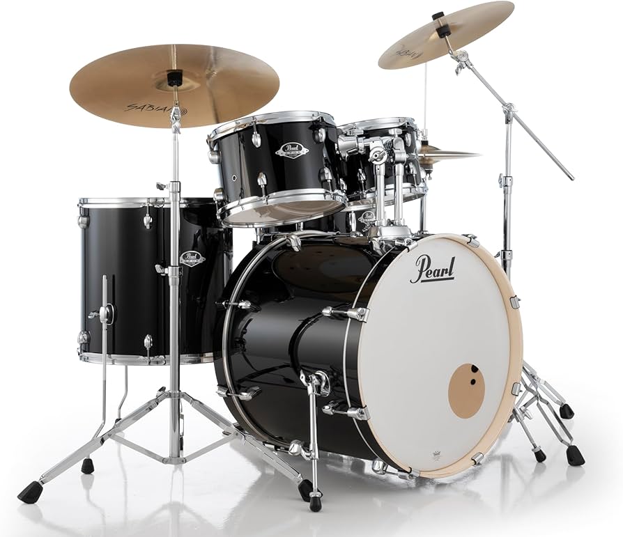 Pearl Export Exx 5-piece Drumkit & Hardware in Jet Black W/ Zildjian Cymbal Pack & Throne - Exx725szpc31-t1