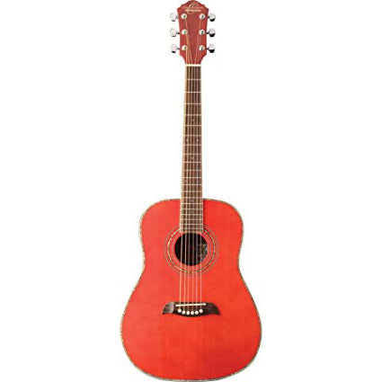 Oscar Schmidt OG1TR-A Acoustic Guitar 3/4 Size Dreadnought Trans Red