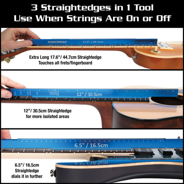 MusicNomad TRI-BEAM-3-IN-1 3-in-1 Straight Edge Tool w/ 17.6in/12in/6.5in Sides