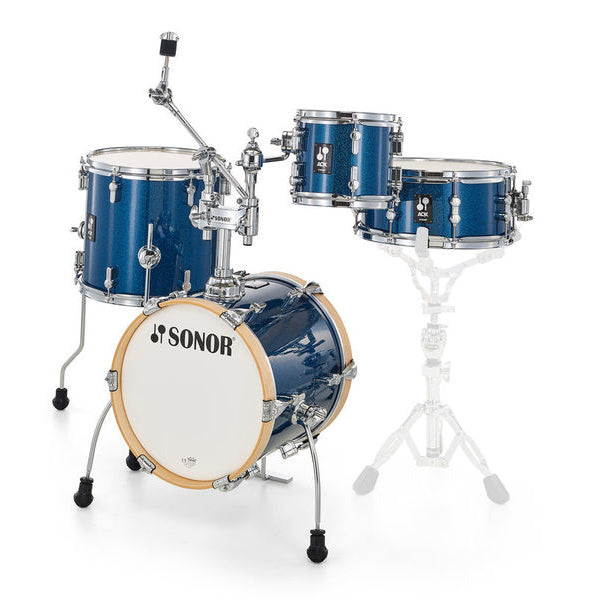 Sonor AQX Micro Set 4-Piece Drum Kit with Cymbal / Tom Holder - Blue Ocean Sparkle