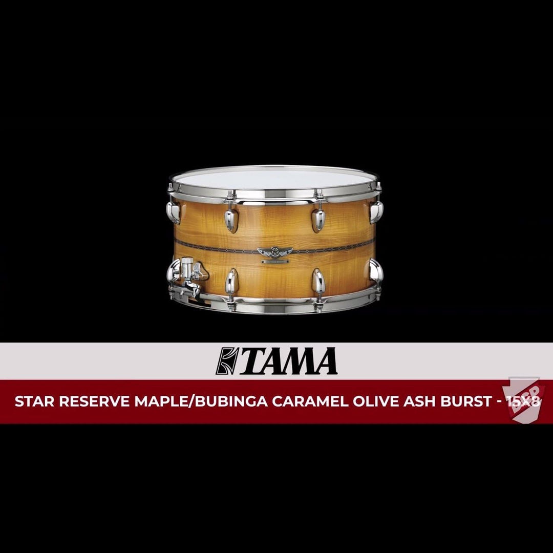Tama Star Reserve Bubinga/maple 15x8 Snare Drum - Charamel Olive Ash Burst