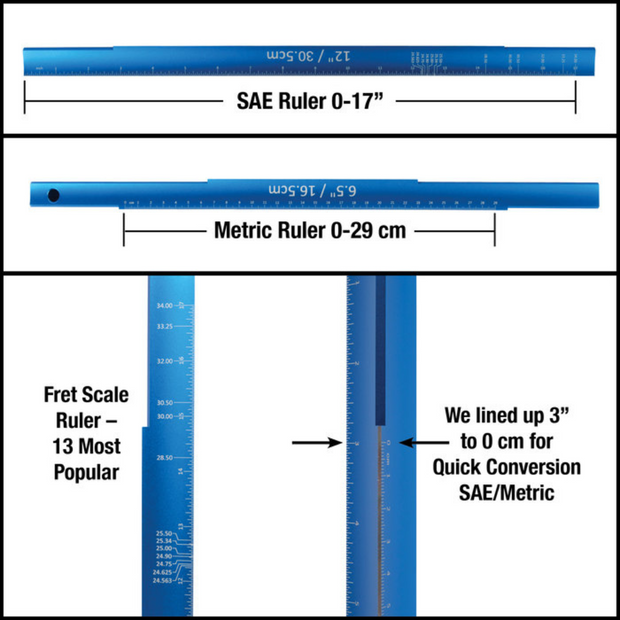 MusicNomad TRI-BEAM-3-IN-1 3-in-1 Straight Edge Tool w/ 17.6in/12in/6.5in Sides