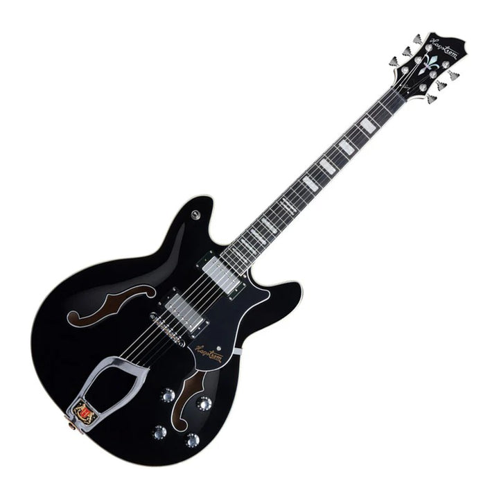 Hagstrom Vikdlbari-l-blk Viking Dlx Electric Guitar - Black Gloss - Lh