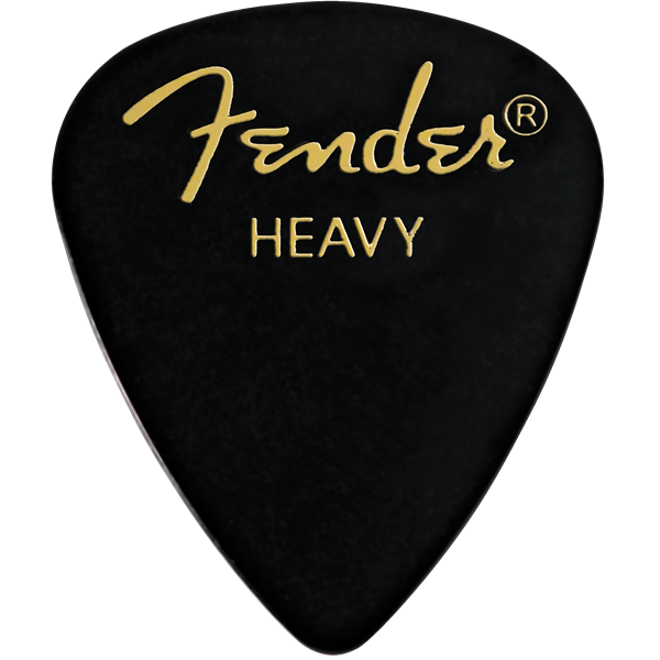Fender Guitar Pick 351 Shape Classic Celluloid 1 Gross - Black - Heavy, 144-Count