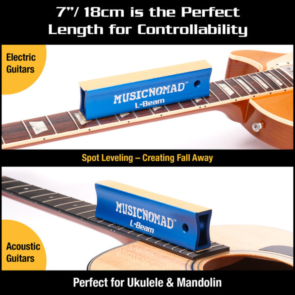 MusicNomad FRET-LEVELER-L-BEAM-7 Fret Leveling Beam (7in) for Guitars/Ukuleles/Mandolins