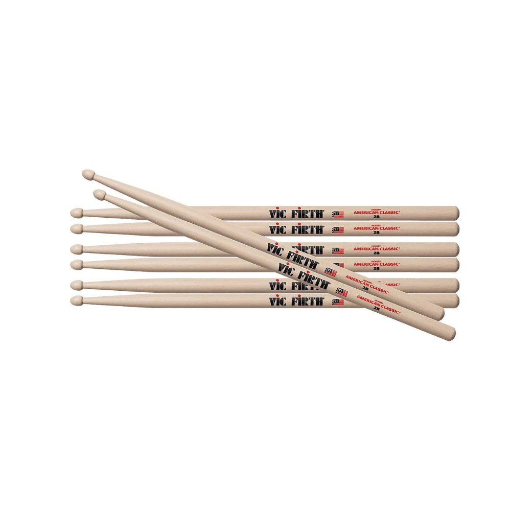 Vic Firth 3 PR 2B + 1 PR 2B FREE American Classic 2B Wood Tip Drumsticks Buy 3 Get 1 Free