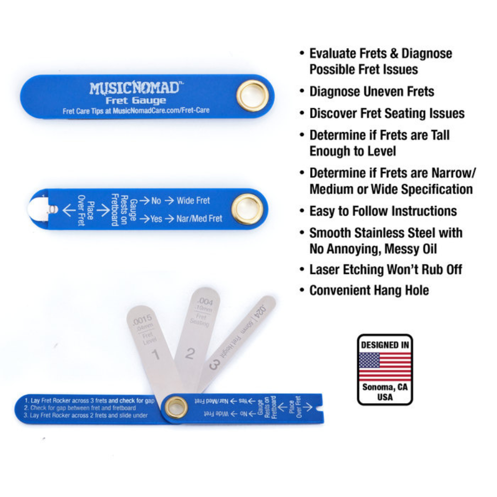 MusicNomad FRET-GAUGE Precision Fret Gauge w/ 4-Key Measurements