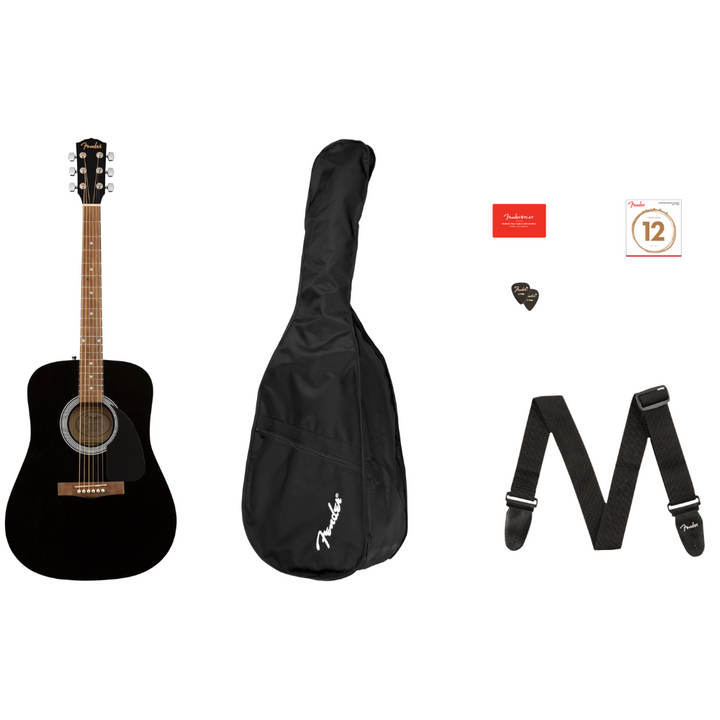 Fender FA-115 Dreadnought Acoustic Guitar Pack - Walnut, Black