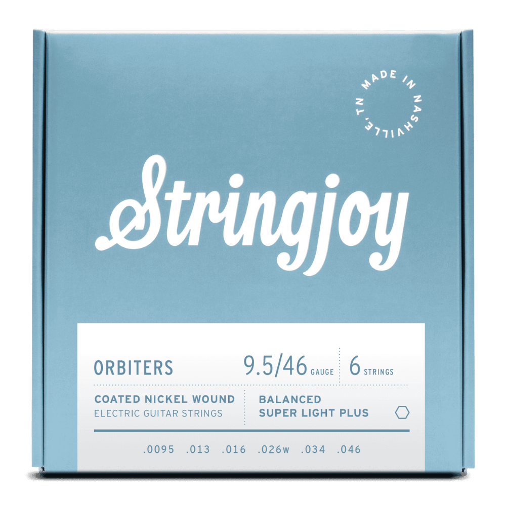 Stringjoy Orbiters | Balanced Super Light Plus Gauge (9.5-46) Coated Nickel Wound Electric Guitar Strings