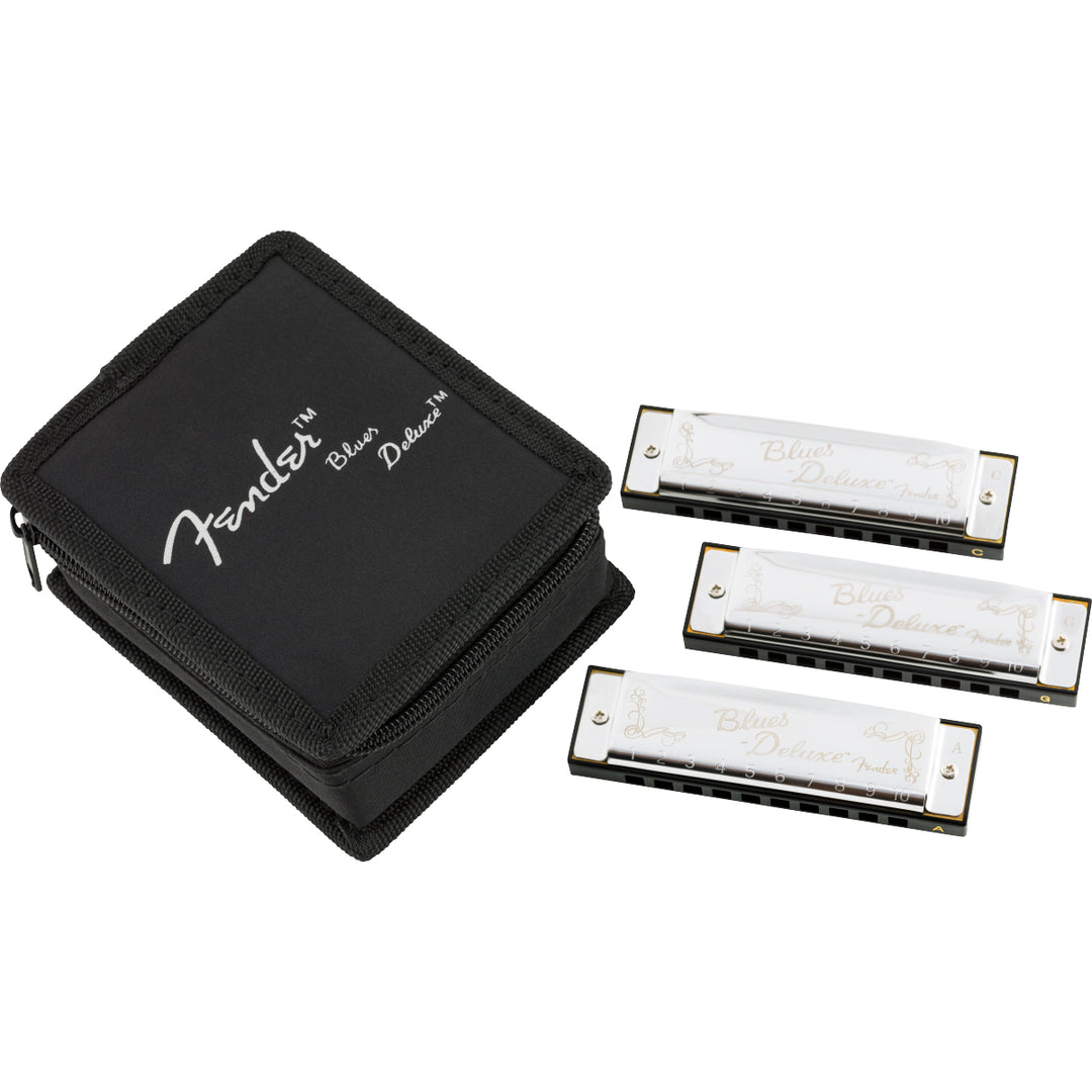 Fender Blues Deluxe Harmonica - Pack of 3 w/ Case
