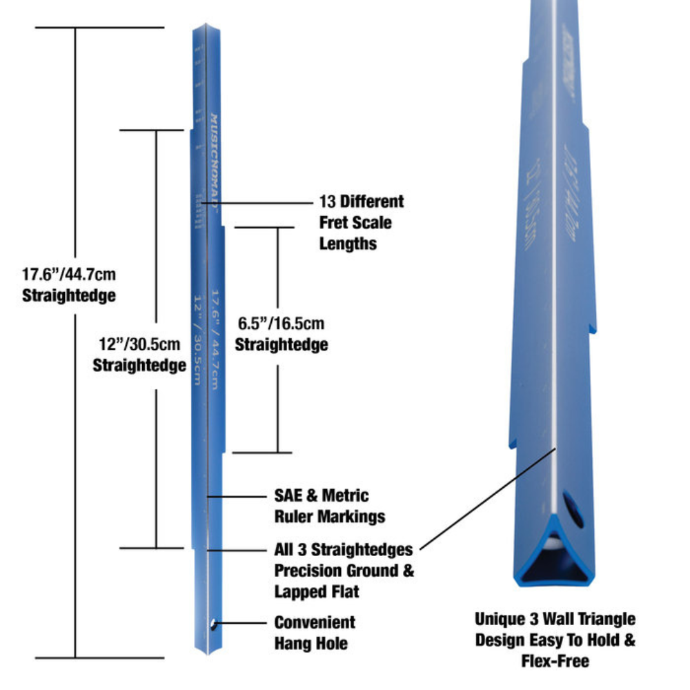 MusicNomad TRI-BEAM-3-IN-1 3-in-1 Straight Edge Tool w/ 17.6in/12in/6.5in Sides