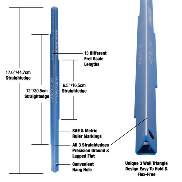 MusicNomad TRI-BEAM-3-IN-1 3-in-1 Straight Edge Tool w/ 17.6in/12in/6.5in Sides