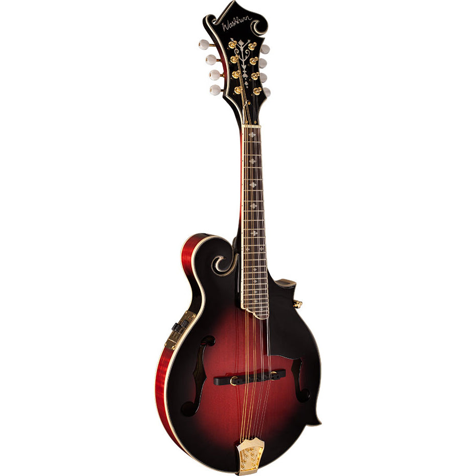 Washburn M3SWETWRK-D Mandolin Florentine w/Pickup/Case,Red Burst Solid Carved European Spruce Top, Solid Carved Canadian Maple Back, Solid Maple Sides