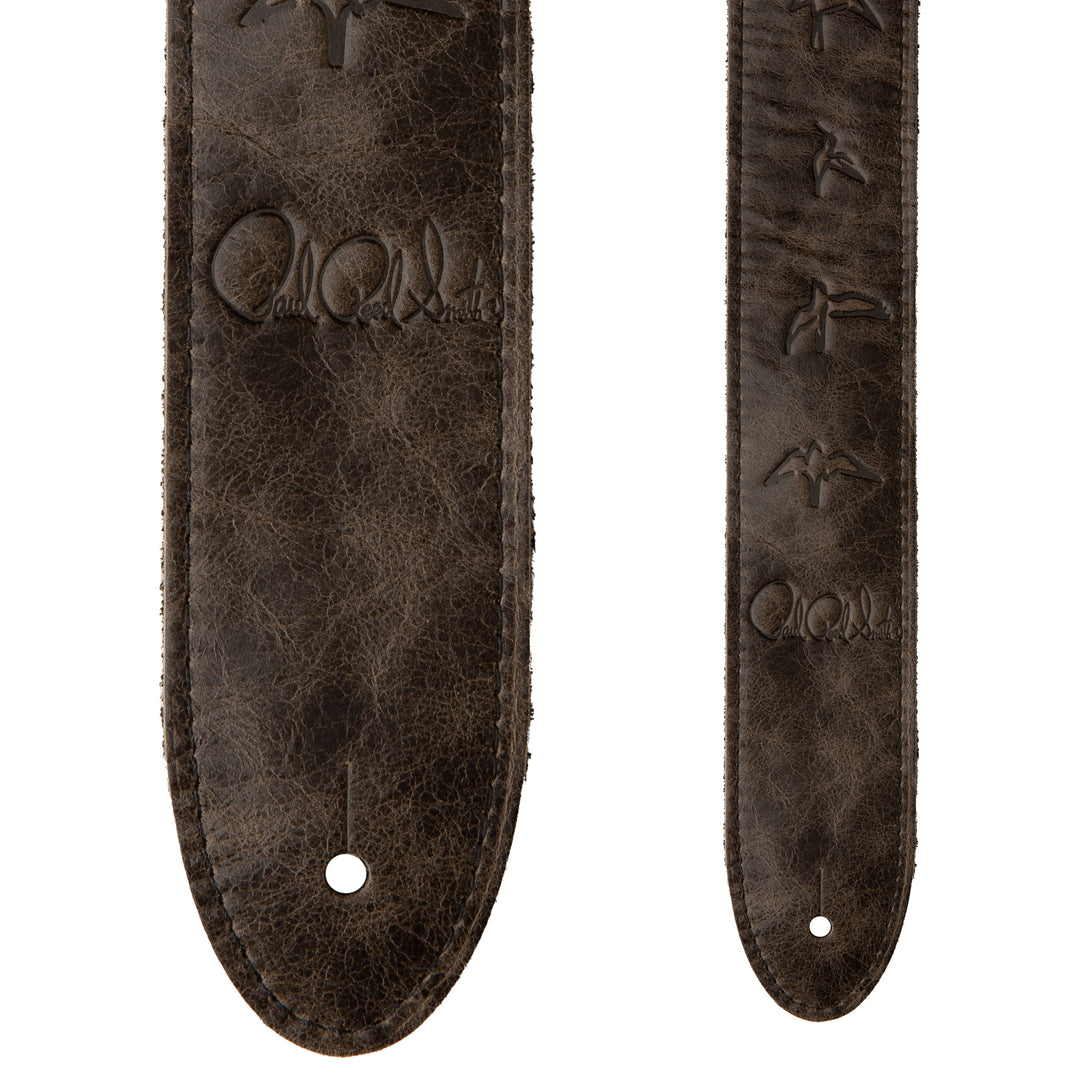PRS Premium Leather 2" Strap Embroidered Birds - Worn Black