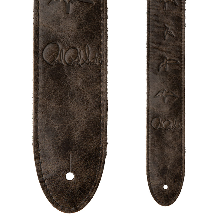 PRS Premium Leather 2" Strap Embroidered Birds - Worn Black