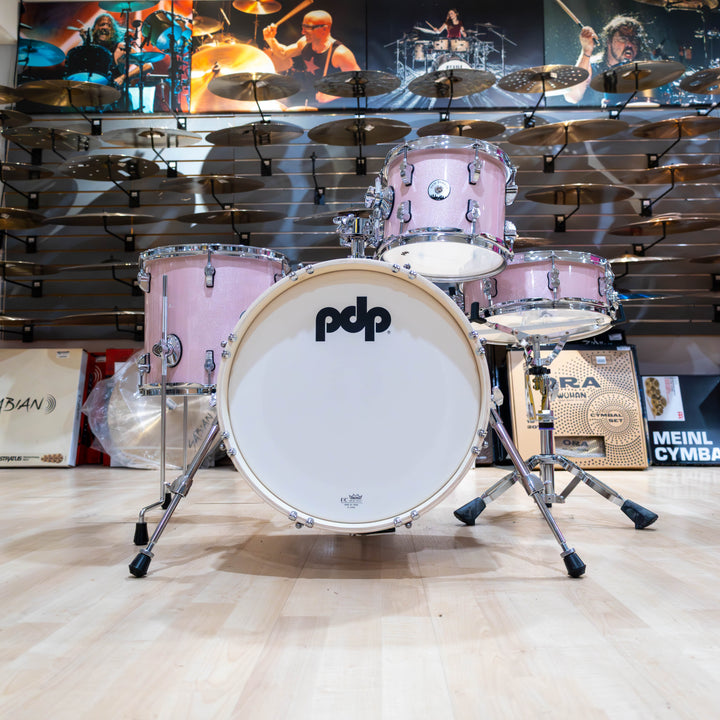 PDNY1604PR- PDP New Yorker 4-Piece Kit FinishPly Shell Pack (14x16 w/ BDM, 8x10, 12x13FT, 5x14 Snare) - Pale Rose Sparkle