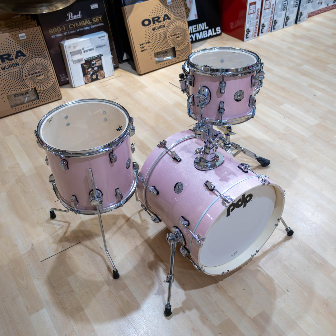 PDNY1604PR- PDP New Yorker 4-Piece Kit FinishPly Shell Pack (14x16 w/ BDM, 8x10, 12x13FT, 5x14 Snare) - Pale Rose Sparkle