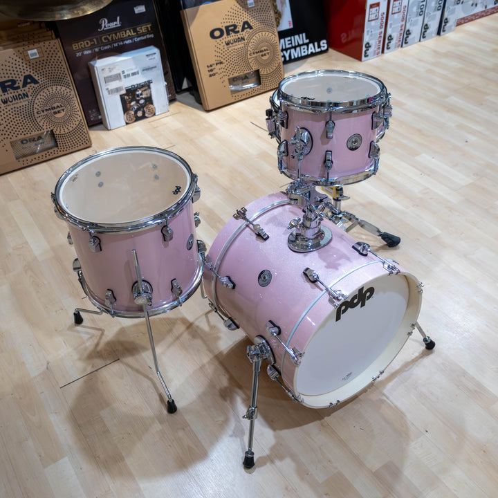 PDNY1604PR- PDP New Yorker 4-Piece Kit FinishPly Shell Pack (14x16 w/ BDM, 8x10, 12x13FT, 5x14 Snare) - Pale Rose Sparkle