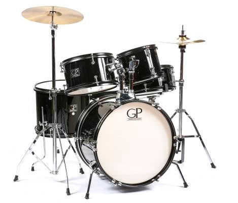 Granite Percussion Junior 5-piece Drum Kit (1681012sd) with Cymbals and Hardware - Black