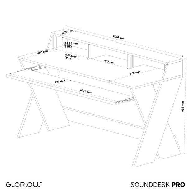 Glorious Sound Desk Pro Studio Workstation Desk - Walnut