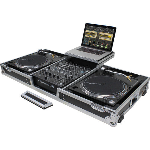 Odyssey FZGSLBM12WR Flight Zone Low Profile Glide Style DJ Coffin for 12” Mixer, 2x Turntables (Battle) & 2U Rack
