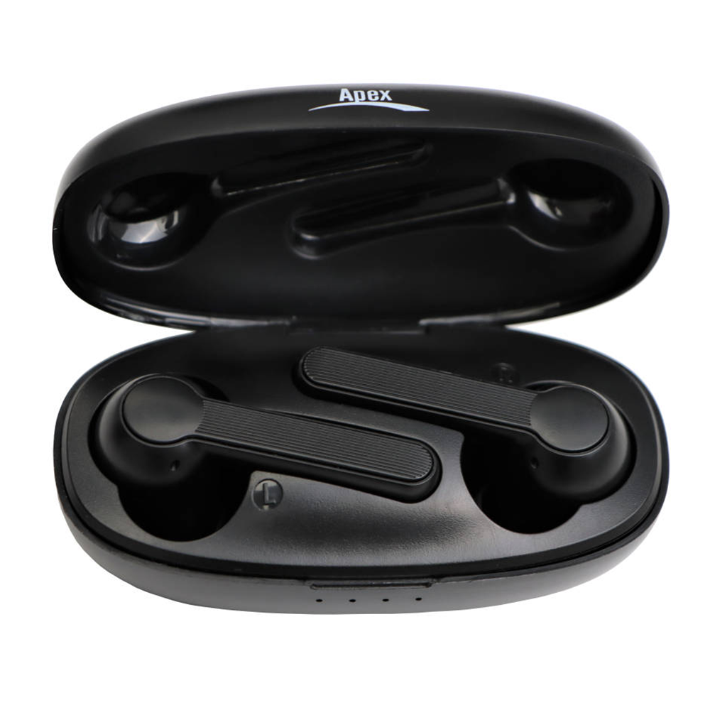 Apex HP-BT1 Wireless BlueTooth Earbuds with built-in microphone and charging case and cable