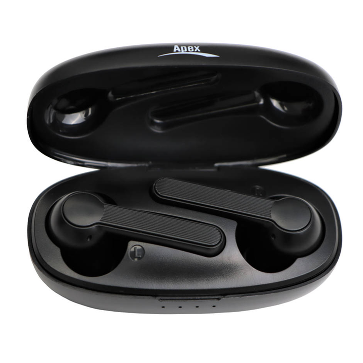 Apex HP-BT1 Wireless BlueTooth Earbuds with built-in microphone and charging case and cable