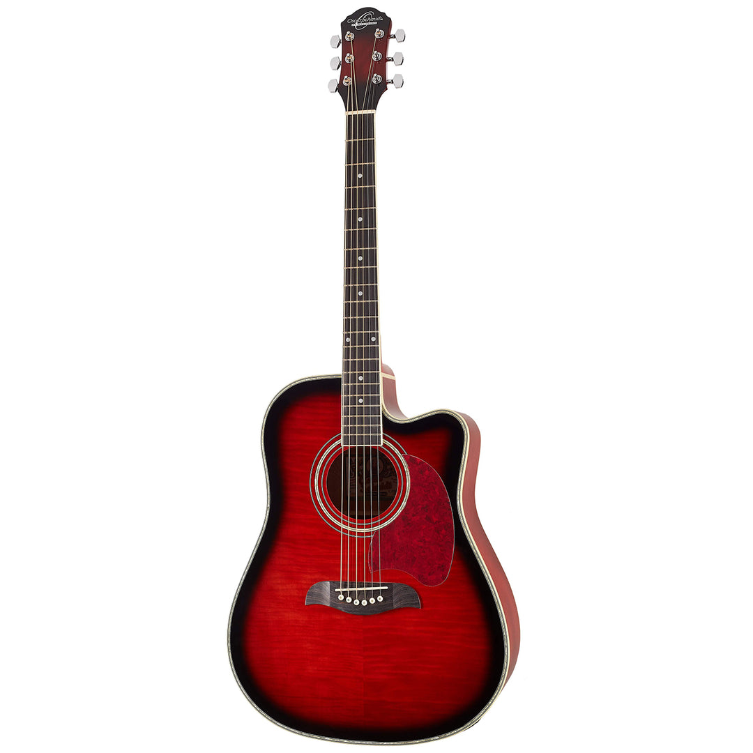 Oscar Schmidt OG2CEFBC-A Acoustic Guitar Dreadnought Flame Black Cherry