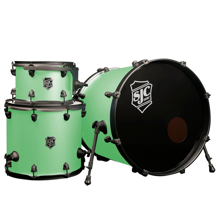 SJC Drums PFK322FBCMWBJ Pathfinder 3pc Kit (8x12,14x16,18x22) - Cosmic Mint, Black HW