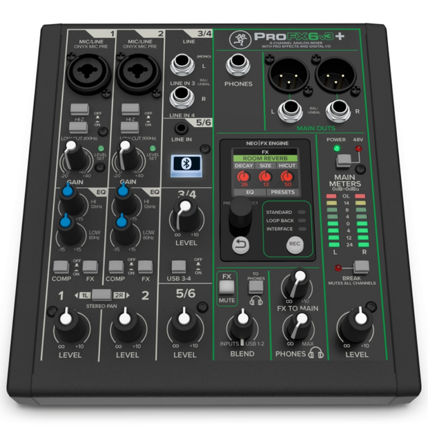 Mackie ProFX6v3+ 6-Channel Analog Mixer w/ Enhanced FX, USB Recording Modes, & Bluetooth