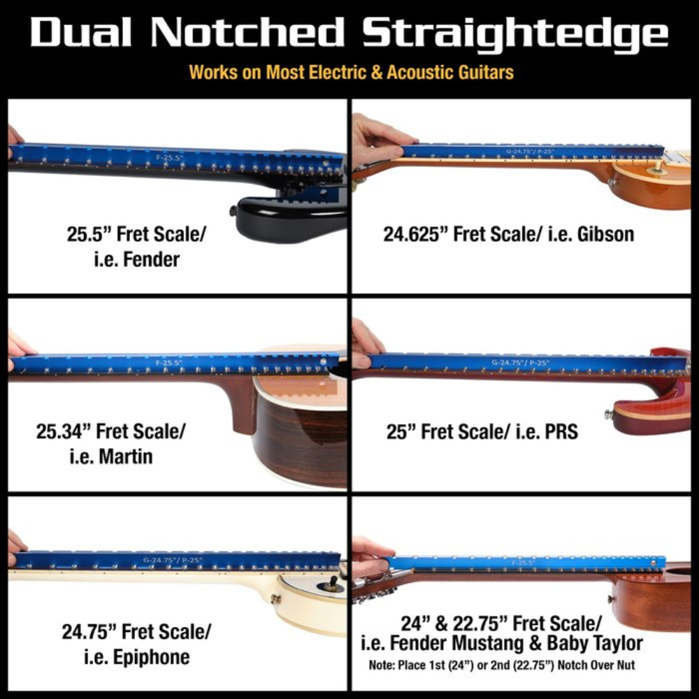 MusicNomad TRI-BEAM-NOTCHED 3-in-1 Straight Edge Tool w/ 2 Notched & 17.6in Sides