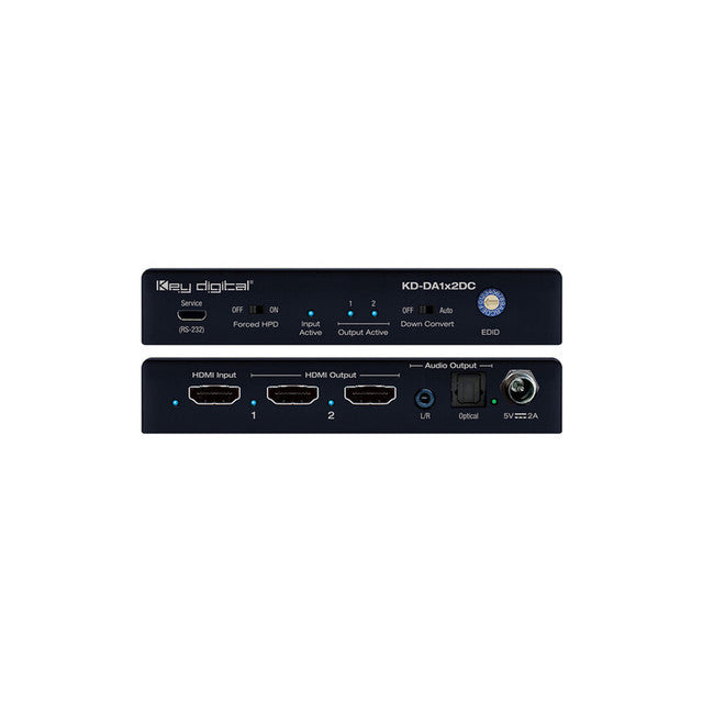 Key Digital 1x2 4k 18g Hdmi Distribution Amplifier with Audio De-embed 4k to 1080p Down-convert