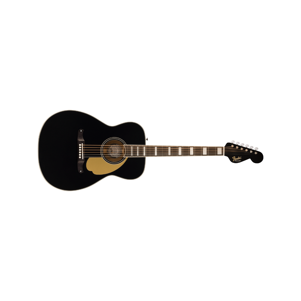 Fender California Series Malibu Vintage Ovangkol Fingerboard Gold Pickguard - Black