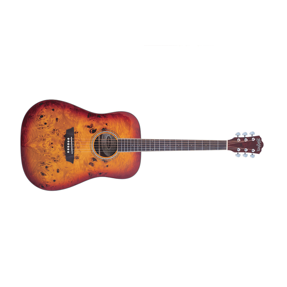 Washburn DFBDA Deep Forest Dreadnought, Poplar Burl Top, Okoume Back & Sides, Amber Fade Gloss