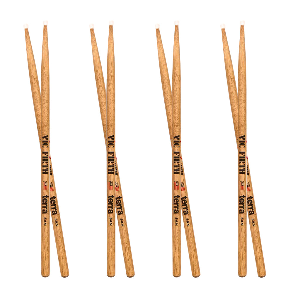 Vic Firth American Classic® P5ATN4PK Terra Series Drumsticks [Nylon Tip] - VAULE PACK X4