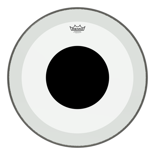 Remo P3-1322-10 - 22'' Bass, Powerstroke 3,Clear No Stripe, Top Black Dot