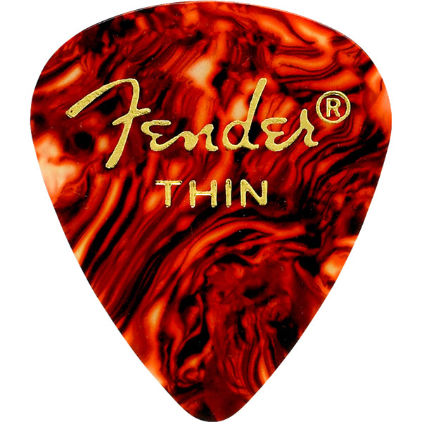 Fender Guitar Pick 351 Shape Classic Celluloid 1 Gross - Tortoise Shell - Thin, 12-Count