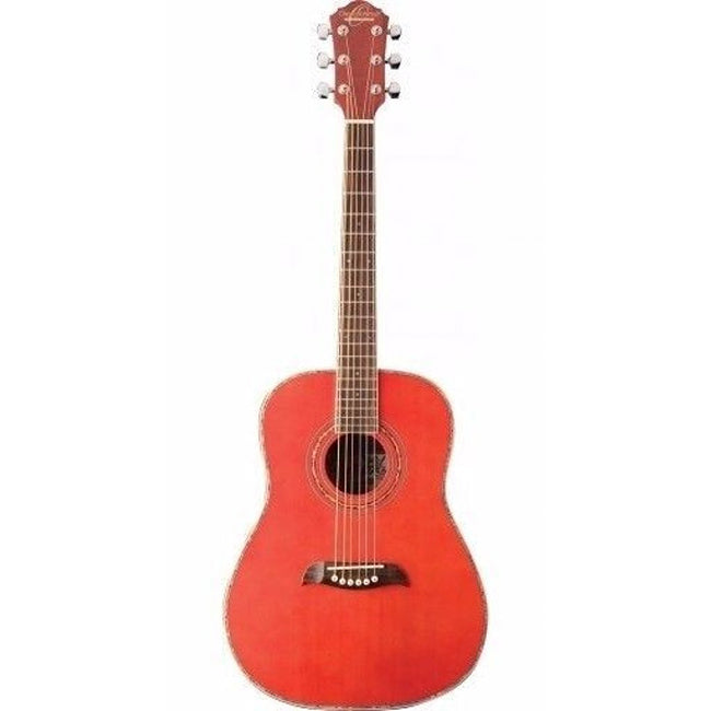 Oscar Schmidt OGHSTR-A Acoustic Guitar 1/2 Size Dreadnought Trans Red
