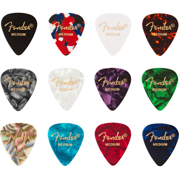 Fender Guitar Picks 351 Shape Celluloid Medley (12-Pack) - Medium