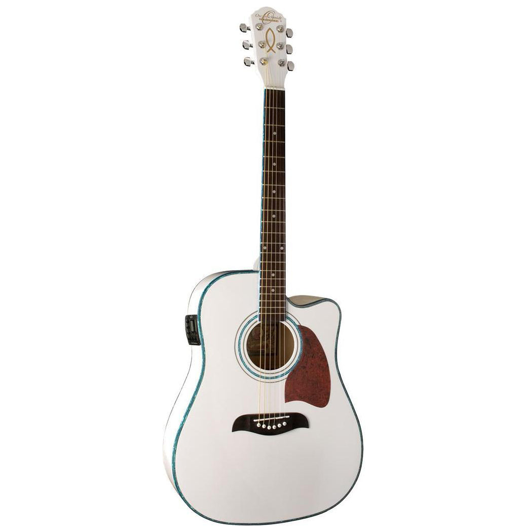 Oscar Schmidt OG2CEWH-A Acoustic Guitar Dreadnought White
