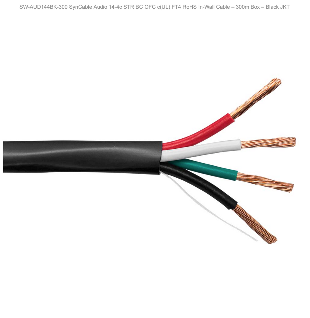SynCable Audio 14-4c STR BC OFC FT4 RoHS In-Wall Cable - 300m box - Black JKT