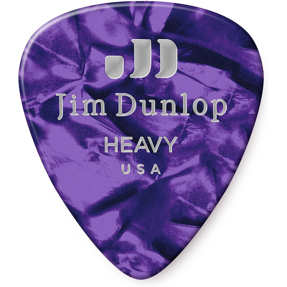 Dunlop 483P-13-HV Celluloid Abalone Guitar Pick, HEAVY, Purple (12 pack)