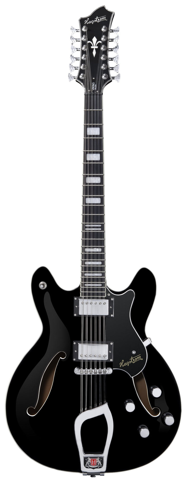 Hagstrom Vidlx12-blk Viking Dlx Electric Guitar - Black Gloss