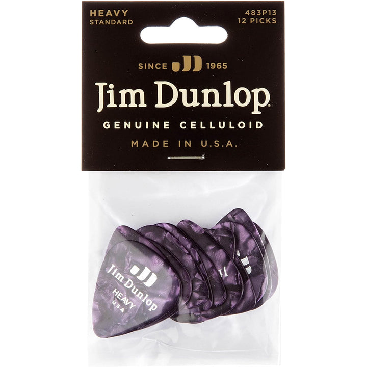 Dunlop 483P-13-HV Celluloid Abalone Guitar Pick, HEAVY, Purple (12 pack)