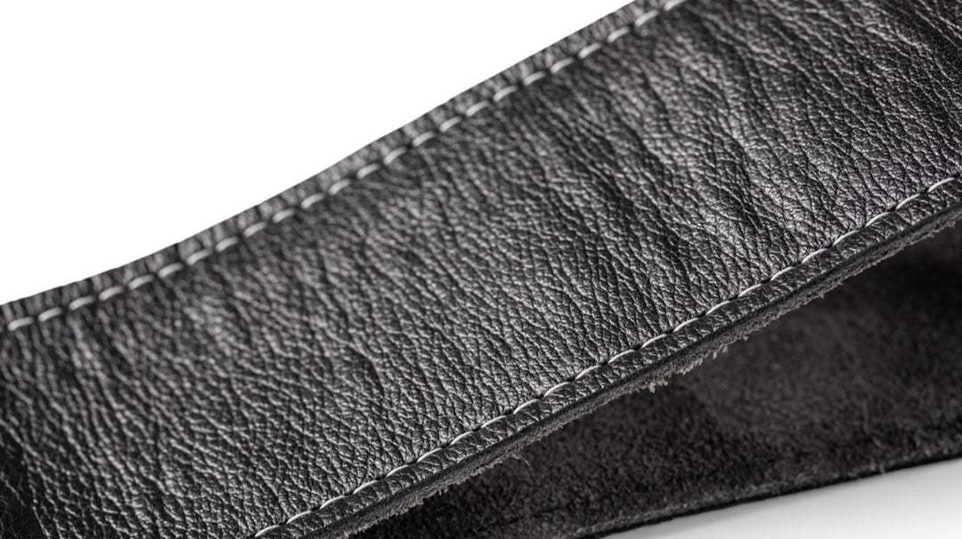 Taylor Strap,Black Leather,Suede Back,2.5" Black Leather,Silver Logo