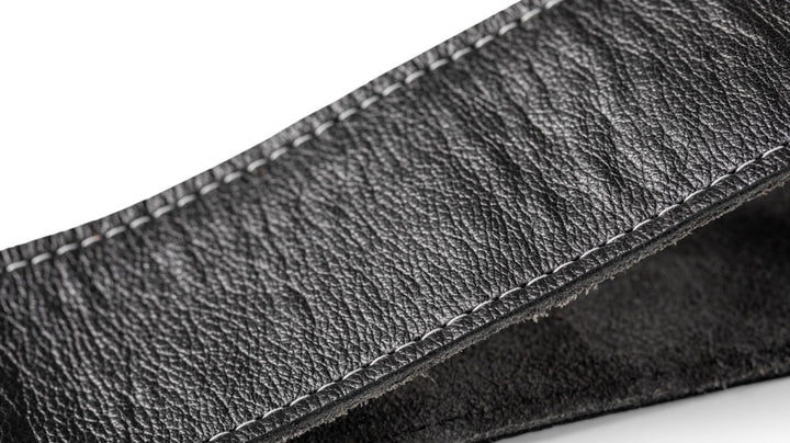 Taylor Strap,Black Leather,Suede Back,2.5" Black Leather,Silver Logo