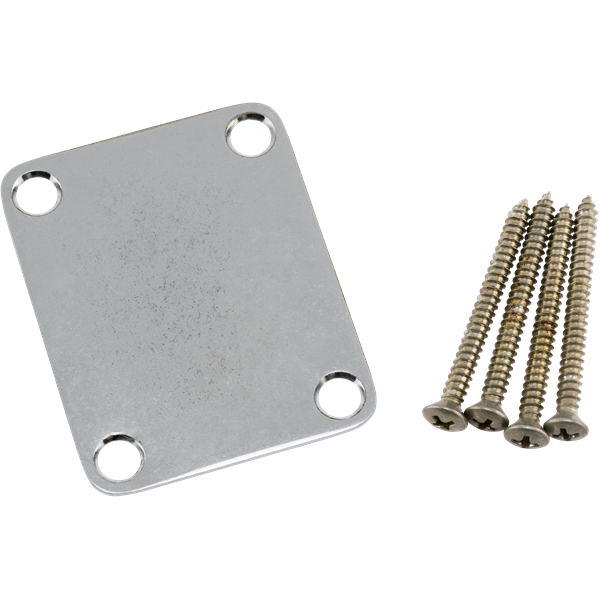 Fender Road Worn Guitar Neck Plate, w/Hardware - Chrome
