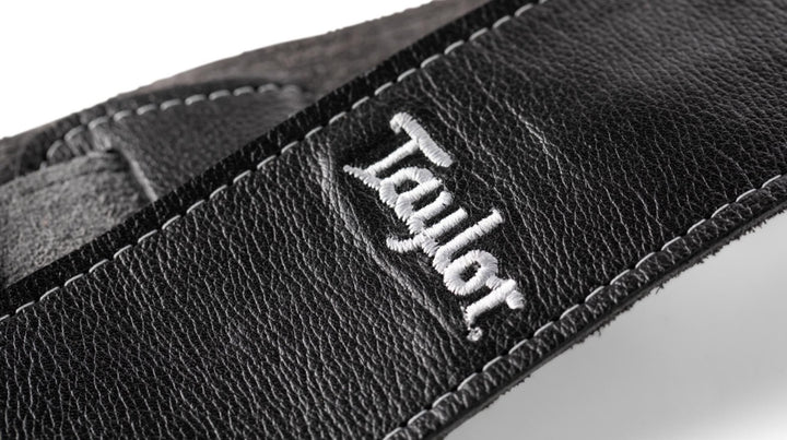 Taylor Strap,Black Leather,Suede Back,2.5" Black Leather,Silver Logo